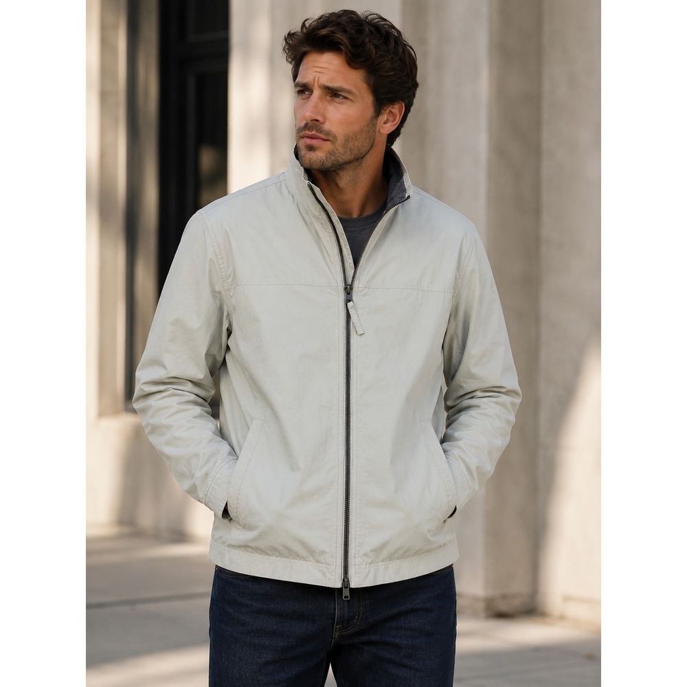 Timberland Mens Full Zip Lightweight Jacket Gray Windbreaker Size Medium M